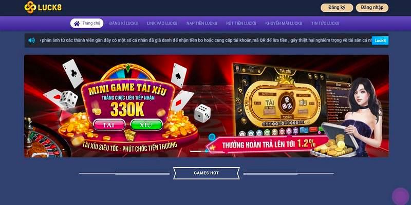 Kiểm tra lại đường link truy cập Luck8